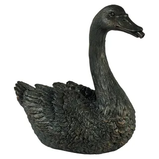 Ubbink Wasserspeier Schwan, schwimmend, Polyresin, Anthrazit/Bronzefarben, H27x27x14 cm, Ø9-13 mm Schlauchanschluss
