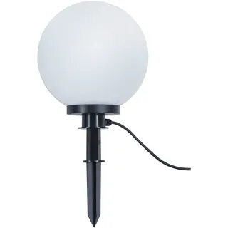 Gartenleuchte REALITY LEUCHTEN "BOLO, Kugelleuchte Garten Outdoor Aussenleuchte, IP44 Schutz", schwarz-weiß (weiß schwarz), H:60,3cm Ø:30cm, Leuchten, Gartenleuchte, exkl. 1xE27 max 23W, inkl. Erdspieß, Anschlusskabel mit Stecker