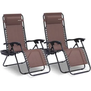 SereneLife Sonnenliege Klappbar 2er Set 0 x 0 x 0 cm Braun