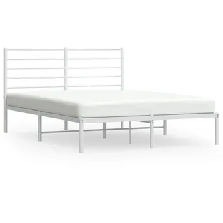 vidaXL Bettgestell mit Kopfteil Metall Weiß 120x200 cm - Weiß