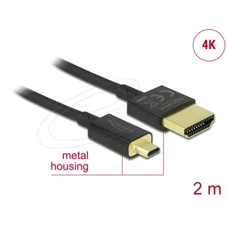 DeLock HDMI-Kabel HDMI-A Stecker HDMI-Micro-D Stecker 200 m Schwarz