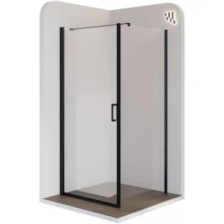 Duschkabine 90x90x190 cm Eckdusche mit Fronteinstieg schwarze Aluminium Profile - Links und RECHTS montierbar! aus 6mm ESG Nano Sicherheitsglas #559