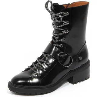 H0264 stivaletto donna EMPORIO ARMANI schwarz Leder Stiefel Frau - Schwarz