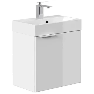 Posseik Gäste WC Badmöbel Cubi Slimline 50cm SoftClose weiß Hochglanz