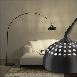 tectake® Bogenleuchte, Bogenlampe, Stehlampe Wohnzimmer, Esszimmerlampe modern, Schirmlampe hängend, Retro Vintage Optik, Lampe Esszimmer, Standleuchte, Standlampe - schwarz