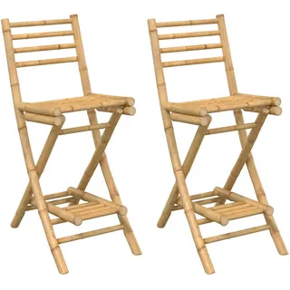 vidaXL Outdoor-Barhocker Mit Fussstützen 2 Stk. KlaPPbar Bambus , Braun , Naturmaterialen , Rechteckig , 57.5x97x40 cm , Esszimmer, Barmöbel, Barhocker