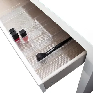 Hausfelder Organizer Set passend zur Malm Schminktisch Kommode, Schubladen Aufbewahrung für Kosmetik, Schminke und Make up, Frisiertisch Aufbewahrungsbox (10-teilig, für eine halbe Schublade)