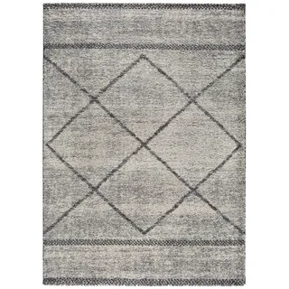 ECCOX - Hochflor-Teppich aus Polypropylen mit Jutefuß, weicher und strapazierfähiger Teppich, für Eingang, Wohnzimmer, Esszimmer, Schlafzimmer, Ankleidezimmer, Grau (160 x 230 cm)