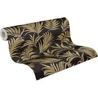 A.S. Création AS Creation Vliestapete Palmen 10,05 m x 0,53 m Schwarz-Gold FSC®