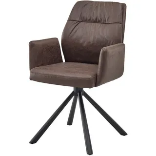 Livetastic Armlehnstuhl , Braun, Schwarz , Metall, Textil , 57x91x62 cm , Sitzfläche 180° drehbar , Esszimmer, Stühle, Polsterstühle