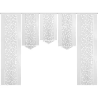 HOME WOHNIDEEN Schiebegardine »JENNA« Klettband 5 Stk. tlg. Schiebevorhang Jacquard Set, weiß