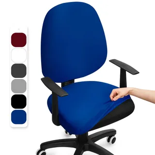 BalladHome Bürostuhl Bezug Stretch Bezug Für Bürostuhl Universal Office Computer Stuhlbezug Drehbare Office Stuhlbezüge Abnehmbare Waschbare Bürostuhls Stuhlhussen Bezug (Blau,1PC)-F
