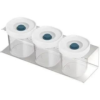 ZWILLING FRESH & SAVE CUBE La Mer Gewürzdosen-Set 3-tlg, Größe XS, Modulare & Stapelbare Vorratsdose, Luftdichte & Vakuumierbare Aufbewahrung, Spülmaschinengeeignet, Transparent-La Mer + Spice Rack