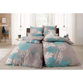 Home affaire Bettwäsche »Susan in Gr. 135x200 oder 155x220 cm« 2 tlg. in verschiedenen Qualitäten, romantische Bettwäsche mit Blumen, blau