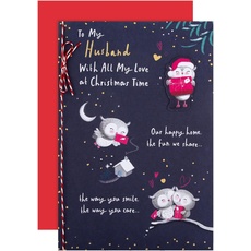 Hallmark Weihnachtskarte für Ehemann – niedliches illustriertes Eulen-Design