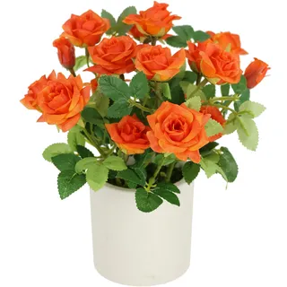 I.GE.A. "Wildrosen Busch im Topf", Rosen Kunstrosen Kunstpflanze Blumen Künstliche Hochzeitsdeko,