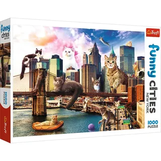 Trefl Trefl, Puzzle, Katzen in New York, 1000 Teile, Funny Cities, Premium Quality, für Erwachsene und Kinder ab 12 Jahren