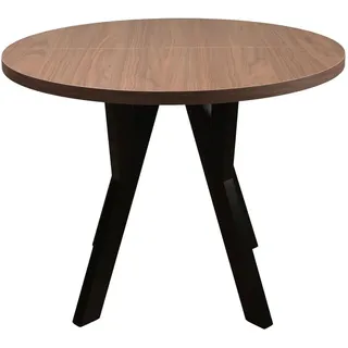 Selsey Esstisch Osenness ausziehbar Nussbaum/Schwarz, 100 x 180 x 100 cm , Nussbaumfarben , Holz , Rund,Rund , 100x76.5x100 cm , Esszimmer, Esstische