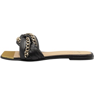 caissa Damen Ledersandalen Flip-Flop, schwarz, 41 EU