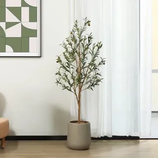 Kunstolijfbaum 150cm mit natürlichen Holzstamm und realistischen Früchten