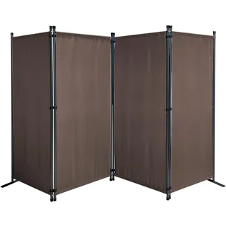 QUICK STAR Paravent 4 Teilig 165 x 220 cm Beigegrau - Garten & Balkon Sichtschutz Stellwand Innen & Außen - Raumteiler Trennwand Faltbar Blickdicht & Wetterfest