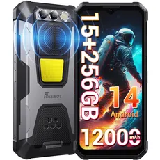 FOSSiBOT F106 Pro Rugged Smartphone Unlocked, 15+256GB Speicher 12000mAh Akku 6.58" FHD+ Display 48MP+20MP+16MP Kamera Android 14 110db Big Speaker 512LM Camp Light IP68/IP69K 4G Dual SIM NFC OTG