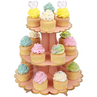 MengH-SHOP Tortenständer 3 Etagen Cupcake Ständer Muffin Ständer aus Karton für Hochzeit Party Geburtstag Baby Duschen Kuchen Dessert Torten Etagere