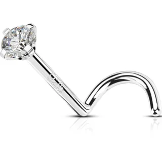 OUFER 20G Nasenpiercing Silber 925 Nose Ring S Form Nasenring 2mm CZ Nasen Piercing Nase Stud Nostril Stecker Nasenstecker Schmuck Nose Earring Frauen Männer