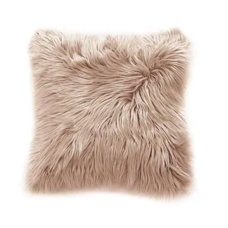 Teppich Wölkchen Lammfell Kunst-Fell Zierkissen mit Füllung | Hochflor Deko Schaffell Sitzkissen | Als Flauschige Stuhlauflage für Schlafzimmer, Wohnzimmer oder Kinderzimmer | Beige - 43x43cm Kissen