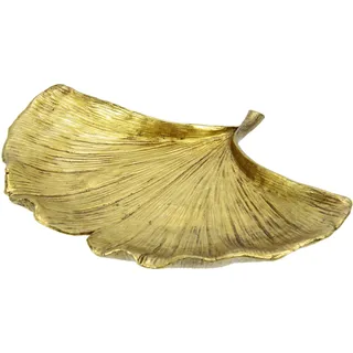 I.GE.A. Dekoschale »Schale Ginkgoblatt aus Polyresin«, (1 St.), Tablett Serviertablett Tischdeko Dekoteller Schmuck-Tablett Deko, gold, goldfarben