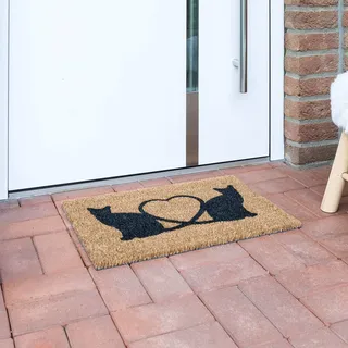 Andiamo Fußmatte Kokos Bedruckt - Ideal als Outdoor Schmutzfangmatte oder Kokosmatte - Außen Pflegeleicht mit Rutschhemmender Rückseite 40 x 60 cm Katzen