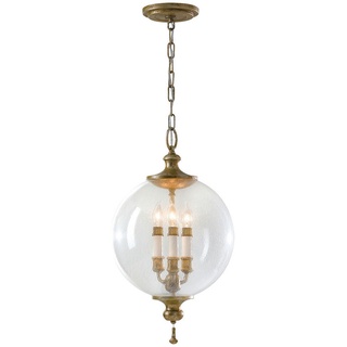 Elstead Lighting Hängeleuchte , Goldfarben , Metall, Glas , 64.3 cm , Grüner Punkt, RoHS , Lampen & Leuchten, Innenbeleuchtung, Hängeleuchten, Pendelleuchten