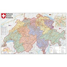 Schweiz Postleitzahlen 1 : 400 000. Wandkarte laminiert Poster