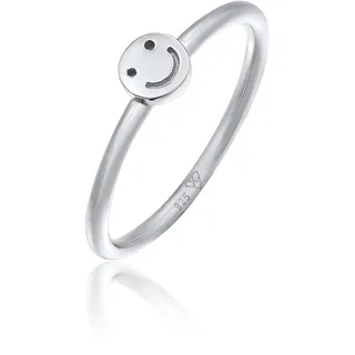 Silberring ELLI "Ring Smiling Pinky Ring 925 Silber" Gr. 46, silber, Fingerringe, Damen, 46, Silber 925 (Sterlingsilber), Silberring