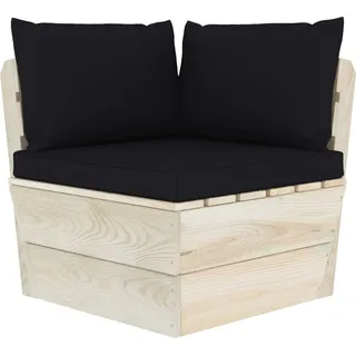 vidaXL Garten-Paletten-Ecksofa mit Kissen Imprägniertes Fichtenholz - Schwarz