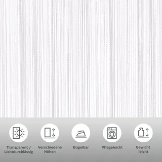 MY HOME Fadenvorhang MY HOME "Fao-Uni" Gr. 1, weiß, B:95cm H:145cm, Polyester, Gardinen, Kräuselband, multifunktional, transparent, Polyester, pflegeleicht