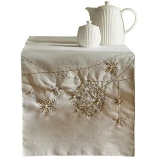 home&you Tischläufer Bestickter Baule, 35x180 cm, Silber, Weihnachten Deko Tischdecke, Christmas , Kunststoff , 35x1x180 cm , Heimtextilien, Wohntextilien, Tischwäsche, Tischläufer
