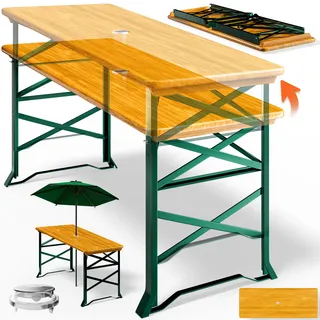 Biertisch 2in1 höhenverstellbar 170x50 75/105cm klappbar Schirmloch