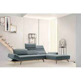 creation by rolf benz Ecksofa »CR.420, Designecksofa, L-Form« in 2 Qualitäten, Holzrahmen in Eiche Natur oder Nußbaum, Breite 313 cm, blau