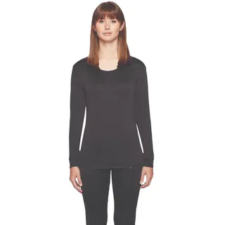 Terramar Damen-Oberteil, Unterbekleidung, Thermasilk Pointelle, U-Ausschnitt, Schwarz, Größe XL