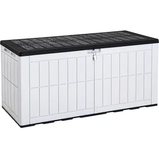 YITAHOME Außenspeicherbox 833L wasserdichte Deckbox für Gartengeräte Terrassenkissen Swimmingpool-Zubehör verschließbar einfach zusammenzubauen vielseitiger Sitzbank oder Tisch,Schwarz + Weiß