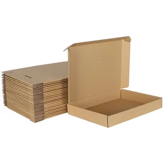 HORLIMER 25 Stück Maxibriefkarton 350x250 x 50mm DIN A4 Braun Maxibrief Versandkarton für DHL DPD GLS Hermes Warensendung, Büchersendung, Geschenkbox
