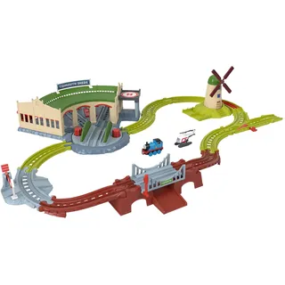 Fisher-Price Thomas und Seine Freunde Tidmouth Sheds Zug-Set | Enthält Schiebe-Thomas, Harold den Hubschrauber, Drehscheibe für Zug-Umleitung, Vorschulkinder, JWC72