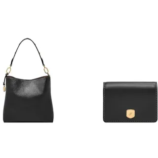 Fossil Damen Jessie Schwarze Ledertasche und Lennox Geldbörse, Set