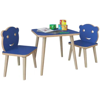 VCM Kinderstuhl 3tlg. Sitzgruppe 110 cm Holz blau