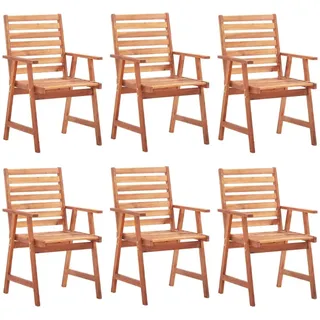 Garten-Essstühle 6 Stk. mit Kissen Massivholz Akazie - Creme, Bunt