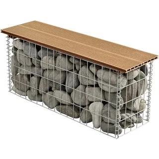 pro.tec Gabionenbank 100 x 45 x 30 cm Braun/Schwarz