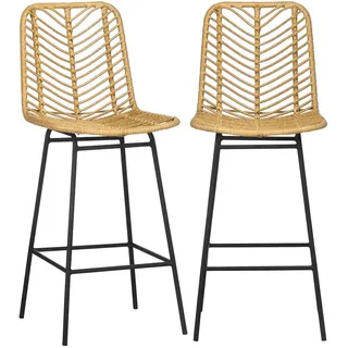 Homcom Barhocker Rattan gelb 2er Set