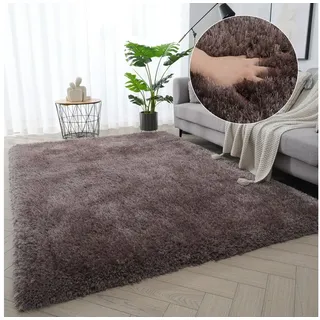 MY HOME Hochflor-Teppich »Micro exclusiv Teppich, sehr hoher Flor, weich durch Mikrofaser« rechteckig 78 mm Höhe sehr weich, flauschig, uni, Wohnzimmer, Schlafzimmer, Kinderzimmer, braun