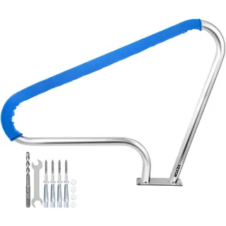 VEVOR Schwimmbad-Handlauf 121,9x91,5 cm Pool Haltegriff  4,8 cm Edelstahl Einstiegshilfe Pool Kurven-Design Griffbogen mit Griffabdeckung & Zubehör Ideal für Schwimmbäder Schräglage Spa Wasserpark